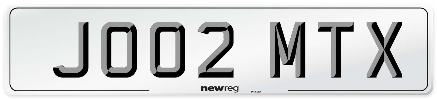 JO02 MTX Number Plate from New Reg